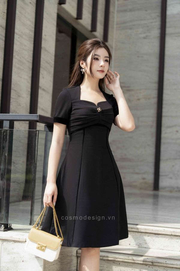 Đầm xòe mullet phối màu trắng đen sang trọng  Hàng đẹp với giá tốt nhất