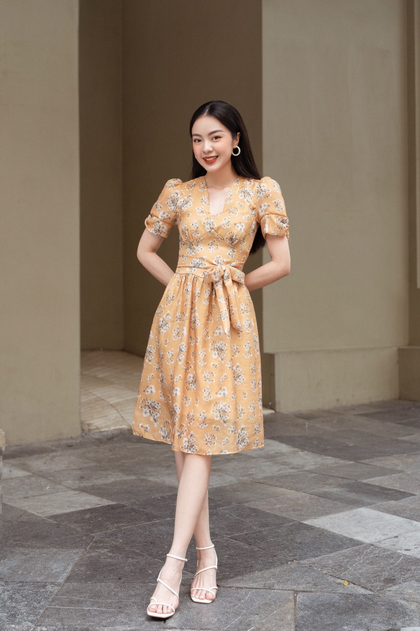 đầm xoè hoa 3d Akina Dress