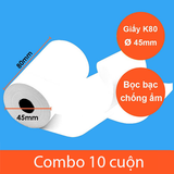 Combo 10 cuộn giấy in bill K80 - phi 45