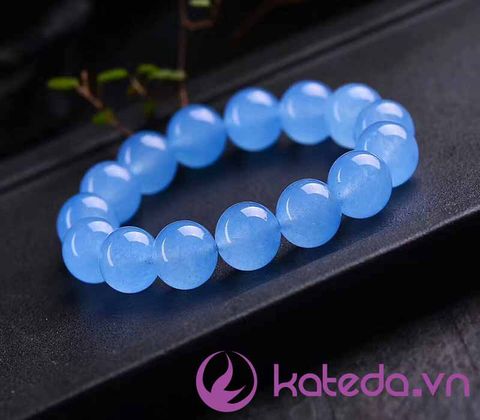 Vòng Tay Đá Tự Nhiên 8MM Mã Não Xanh Blue KATEDA