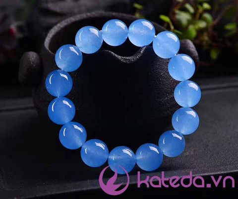 Vòng Tay Đá Tự Nhiên 10MM Mã Não Xanh Blue KATEDA