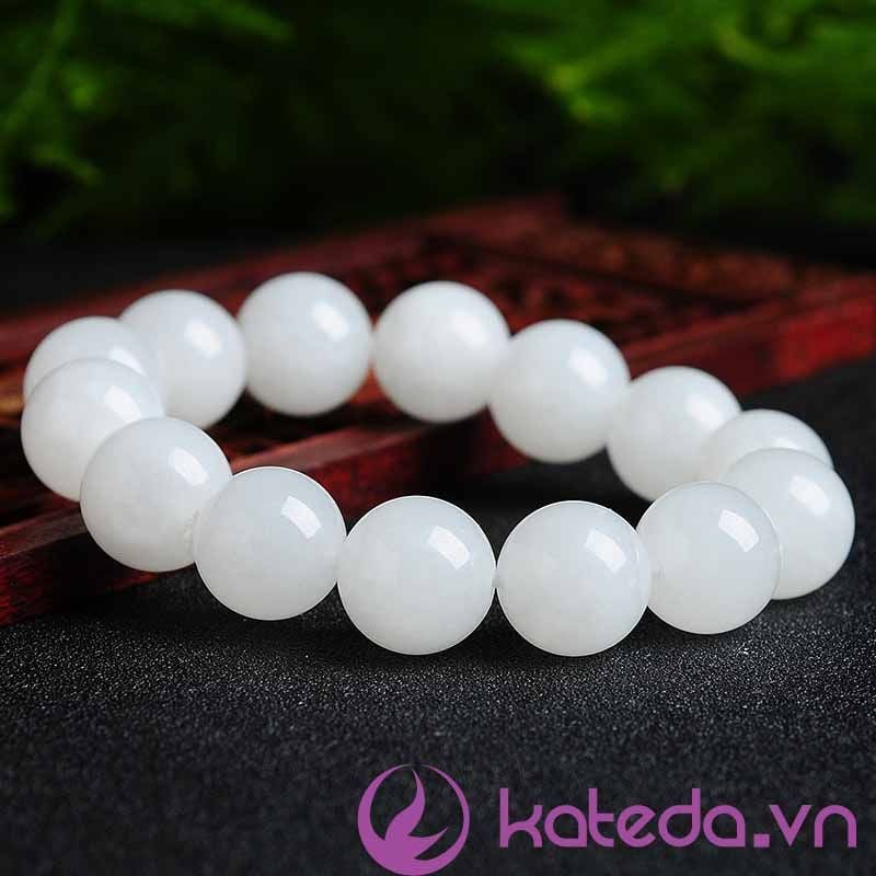 Vòng Tay Đá Tự Nhiên 14MM Mã Não Trắng KATEDA