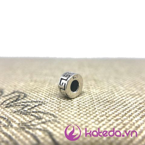 Charm Bạc Thái Hoa Văn Great Wall 6x3mm KATEDA