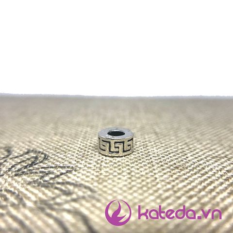 Charm Bạc Thái Hoa Văn Great Wall 6x3mm KATEDA