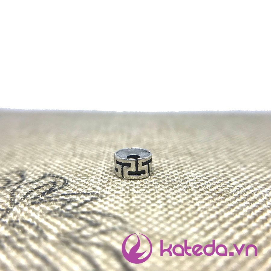 Charm Bạc Thái Khắc Hoa Văn Lớn 5x3mm KATEDA