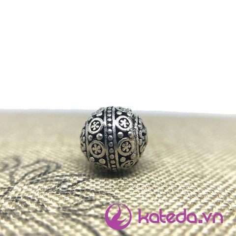 Charm Bạc Thái Khắc Hoa Văn Số 5 Size 9.5*9.5mm KATEDA