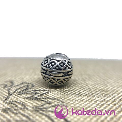 Charm Bạc Thái Khắc Hoa Văn Số 8 Size 9.5*9.5mm KATEDA