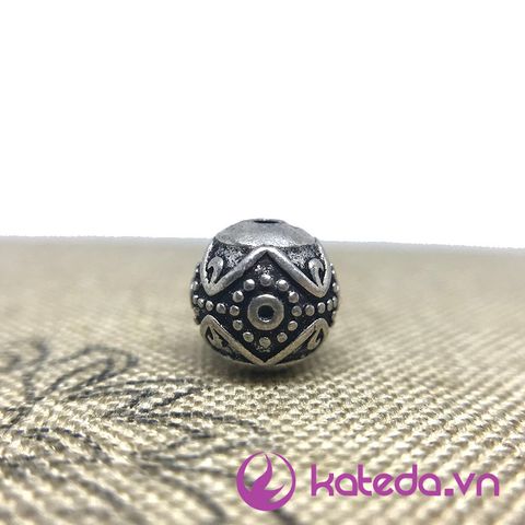 Charm Bạc Thái Khắc Hoa Văn Số 10 Size 9.5*9.5mm KATEDA