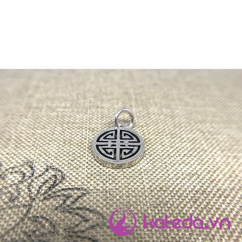 Charm Chữ Thọ Mặt Treo Bạc Thái Size 12mm KATEDA