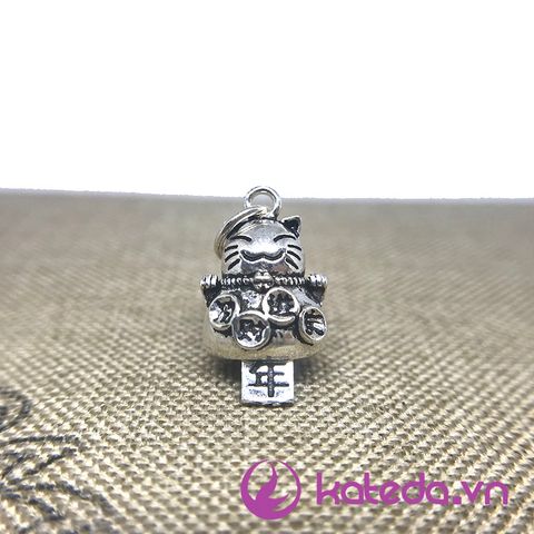 Charm Bạc Thái Mèo Thần Tài Size 14*10mm KATEDA