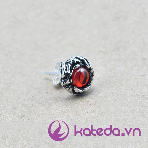 Hoa Tai Bạc Thái Mắt Rồng Đá Garnet KATEDA