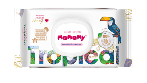  KHĂN ƯỚT MAMAMY TROPICAL KHÔNG MÙI 90 TỜ 