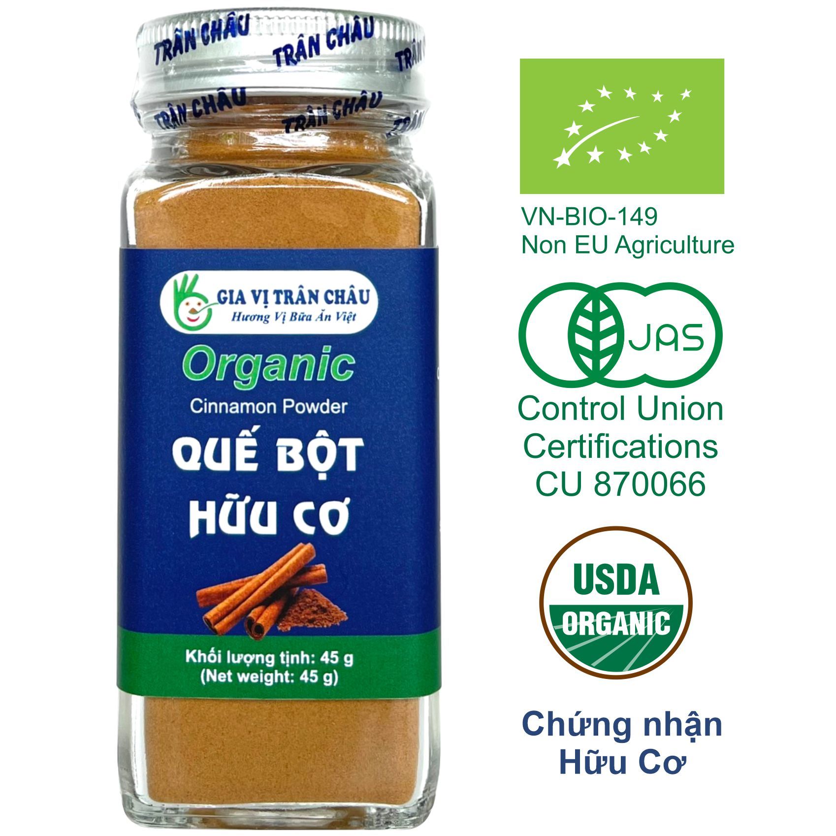  QUẾ BỘT HỮU CƠ TRÂN CHÂU 45G 