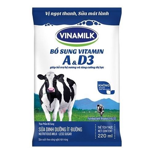  SỮA TƯƠI TIỆT TRÙNG ÍT ĐƯỜNG VINAMILK F220ML 