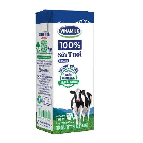  SỮA TƯƠI TIỆT TRÙNG ÍT ĐƯỜNG VINAMILK 180ML 