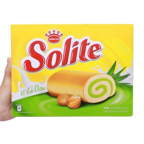  BÁNH BÔNG LAN SOLITE CUỘN KEM LÁ DỨA 288GR 