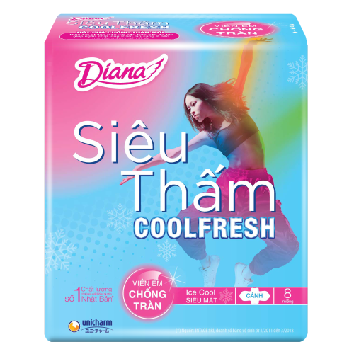  BĂNG VỆ SINH DIANA SIÊU THẤM COOL FRESH SMC 8 