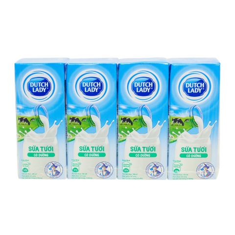  SỮA TƯƠI TIỆT TRÙNG CÓ ĐƯỜNG DUTCH LADY 180MLX4 