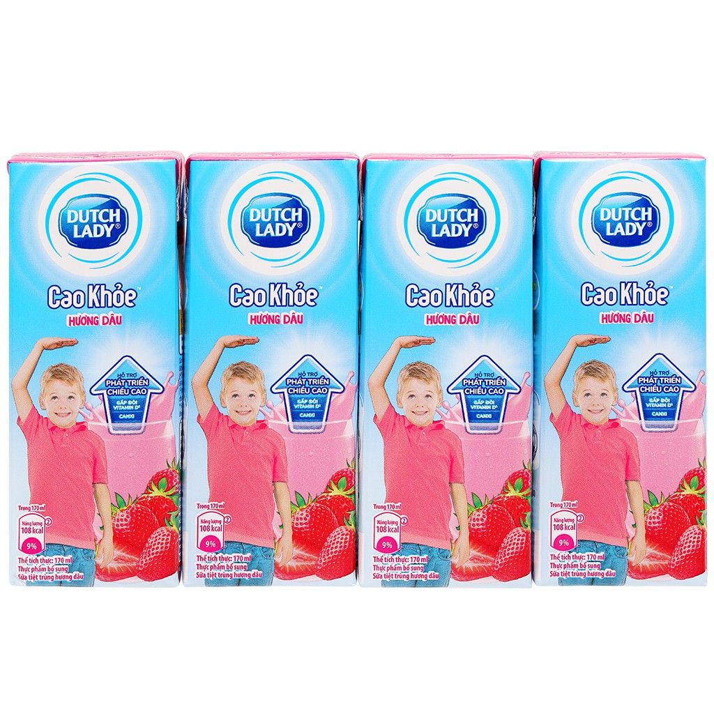  SỮA TIỆT TRÙNG CAO KHOẺ HƯƠNG DÂU 170MLX4 
