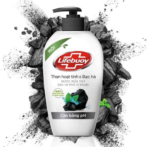  NƯỚC RỬA TAY LIFEBUOY THAN HOẠT TÍNH VÀ BẠC HÀ 500G 