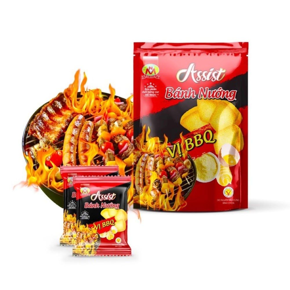  BANH TRỨNG NƯỚNG VỊ BBQ ASSISỮA TẮM  220GR 