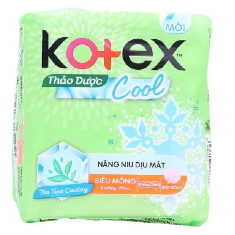  BĂNG VỆ SINH KOTEX THẢO DƯỢC COOL SIÊU MỎNGKHÔNG CÁNH 8 X 48- MỚI 