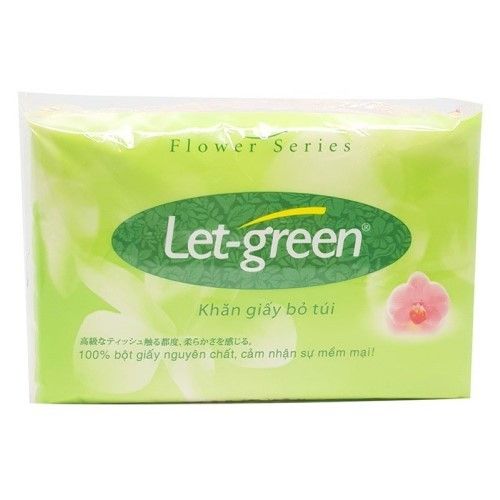  KHĂN GIẤY BỎ TÚI LET-GREEN HƯƠNG HOA 3 GÓI 