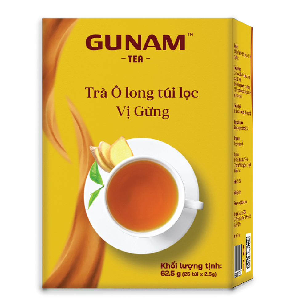  HỘP TRÀ OLONG TÚI LỌC VỊ GỪNG GUNAM 62.5G 