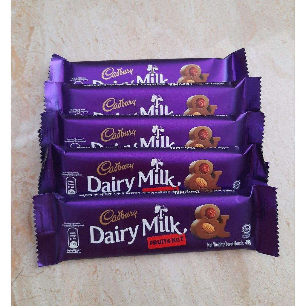  SÔCÔLA TRÁI CÂY & HẠT CADBURY DAIRY MILK 40GR 