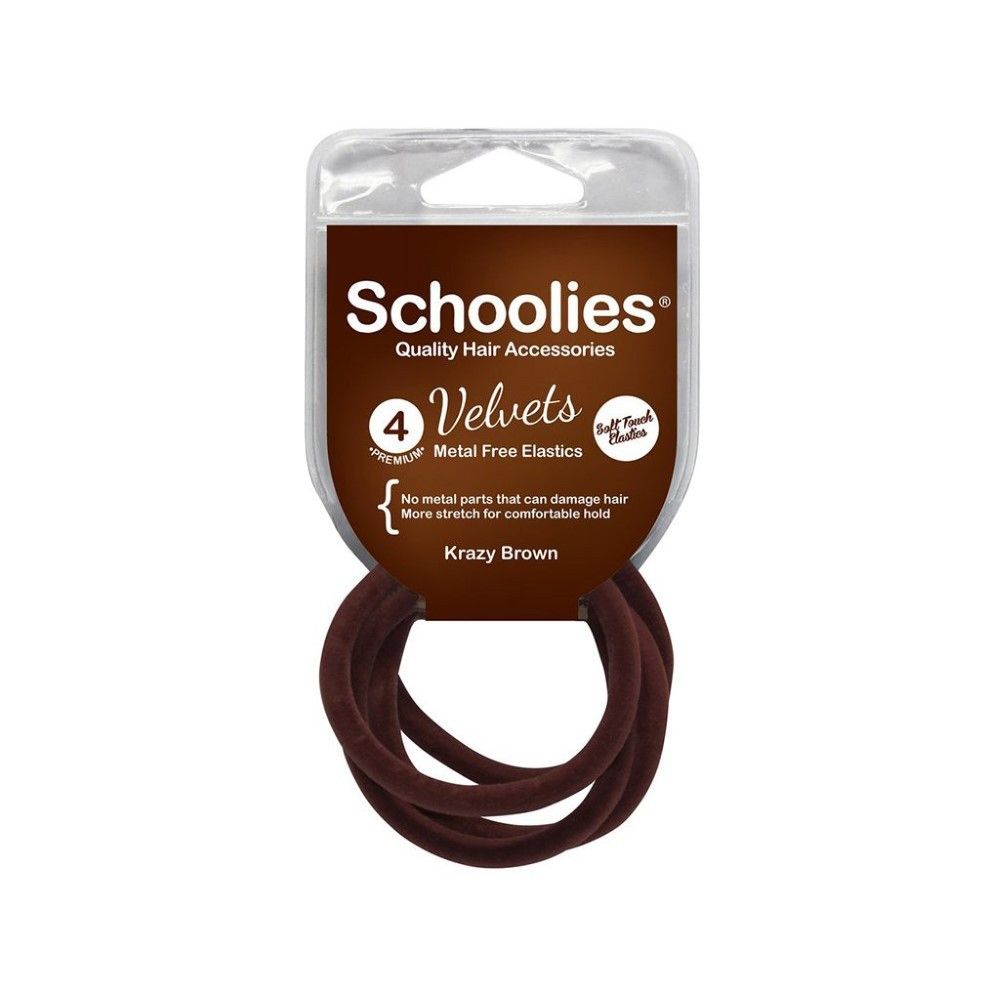  CỘT TÓC VELVET SCHOOLIES 4PC KRAZY BROWN 