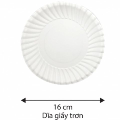  DĨA GIẤY TRẮNG 16CM 20 CÁI/XẤP 