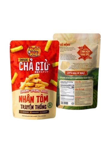 SNACK CHẢ GIÒ NHÂN TÔM TRUYỀN THỐNG ROLL N'ROLL 75G 