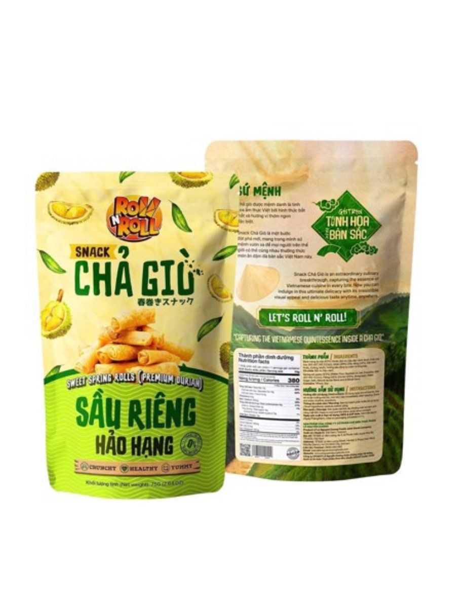  SNACK CHẢ GIÒ NHÂN SẦU RIÊNG ROLL N'ROLL 75G 