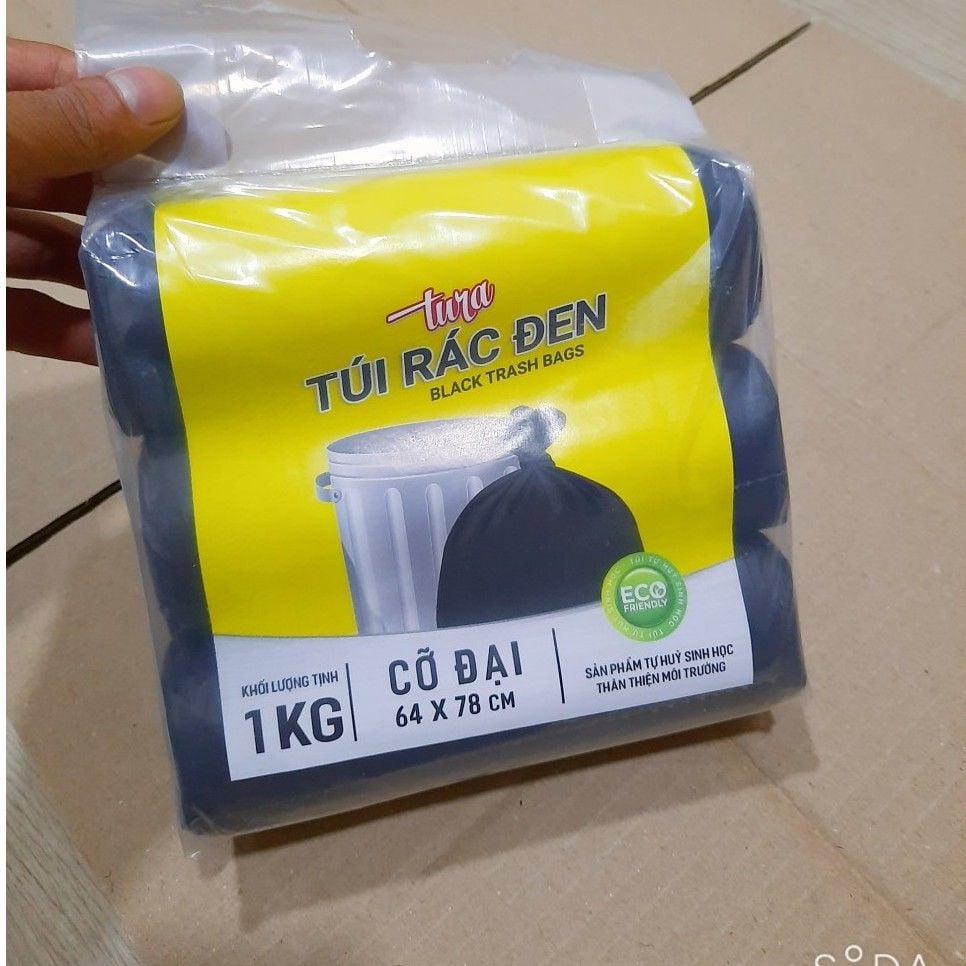  TÚI RÁC TURA ĐEN 1KG 64X78 