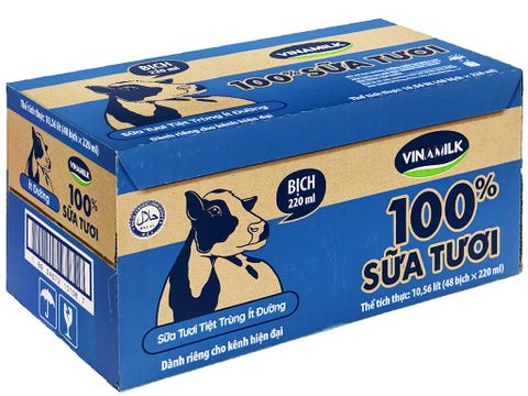  SỮA TƯƠI TIỆT TRÙNG ÍT ĐƯỜNG VINAMILK 100% SỮA TƯƠI F220ML 