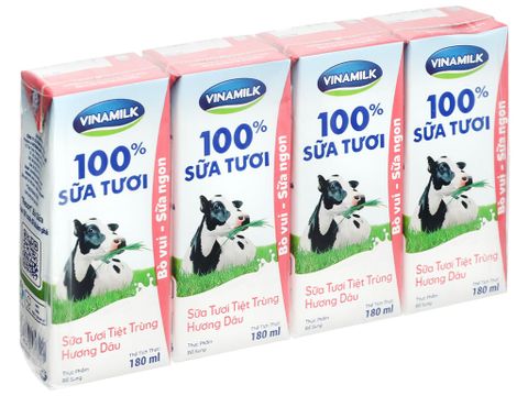  SỮA TƯƠI TIỆT TRÙNG HƯƠNG DÂU VINAMILK 180ML 