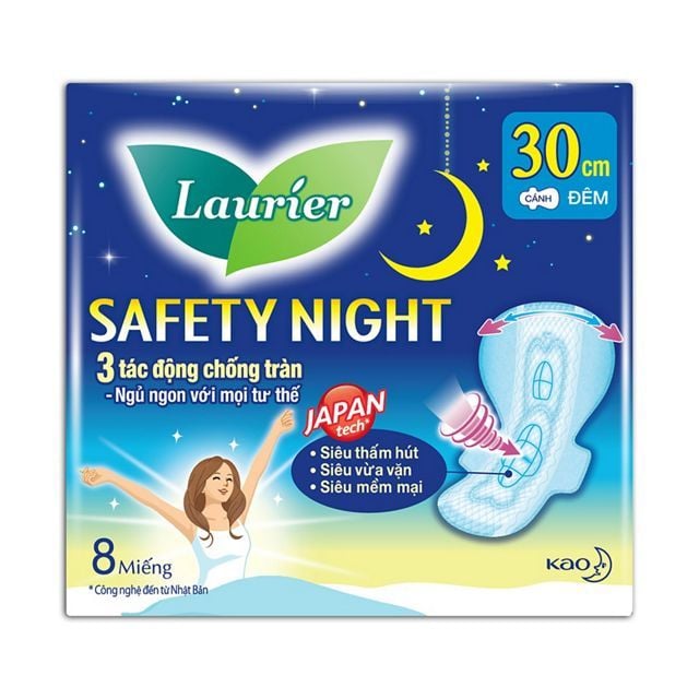  BVS LAURIER ĐÊM LƯỚI SIÊU AN TOÀN MỀM 30CM 8M 