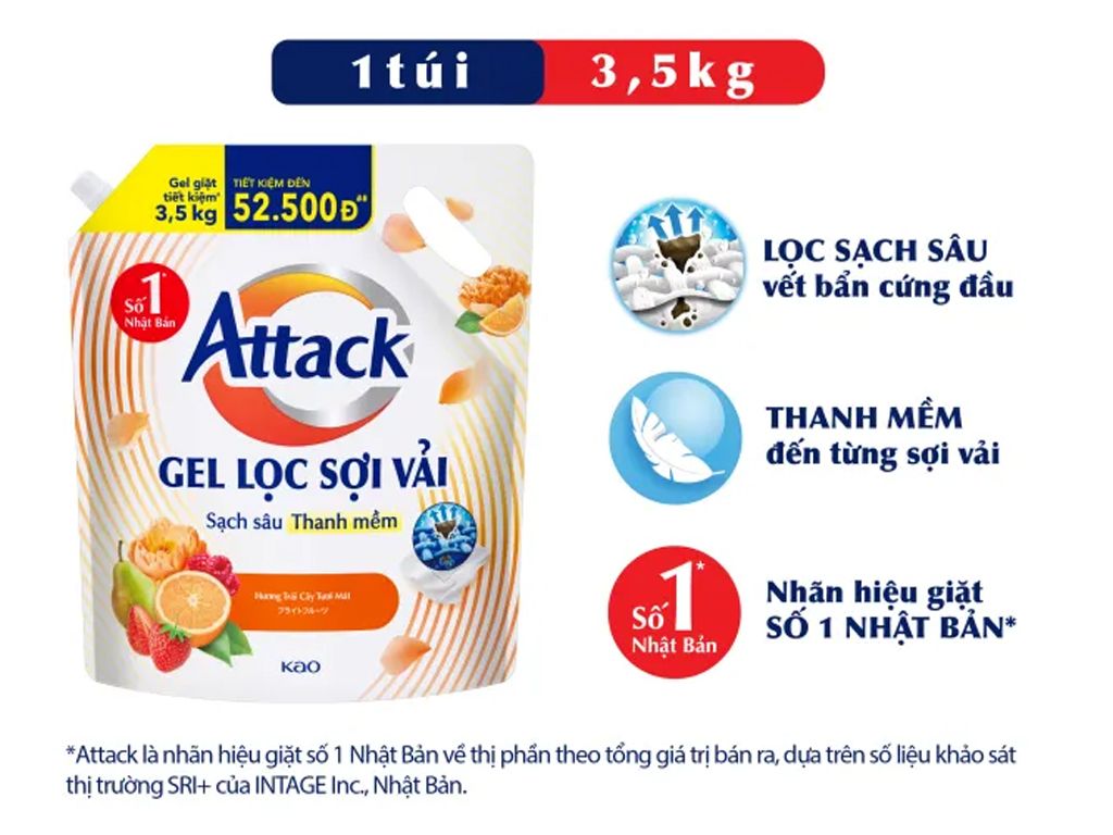  GEL GIAT ATTACK HUONG TRAI CAY 3.5KG*4 