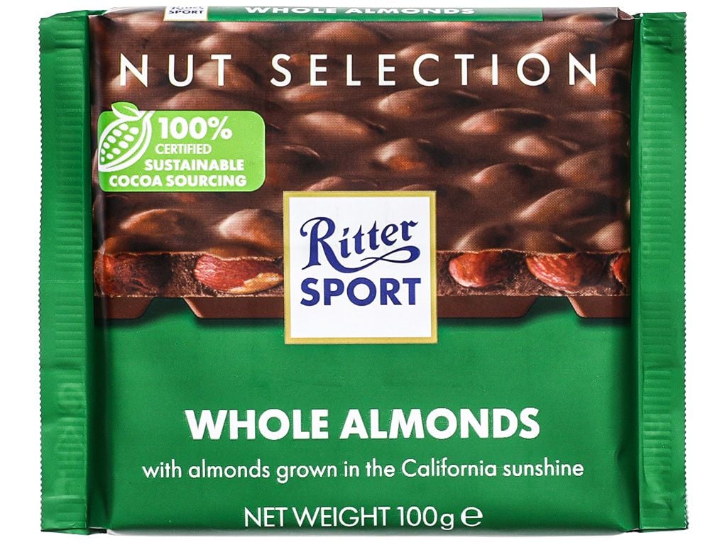  SOCOLA SỮA NHÂN HẠNH NHÂN RITTER SPORT 100G 