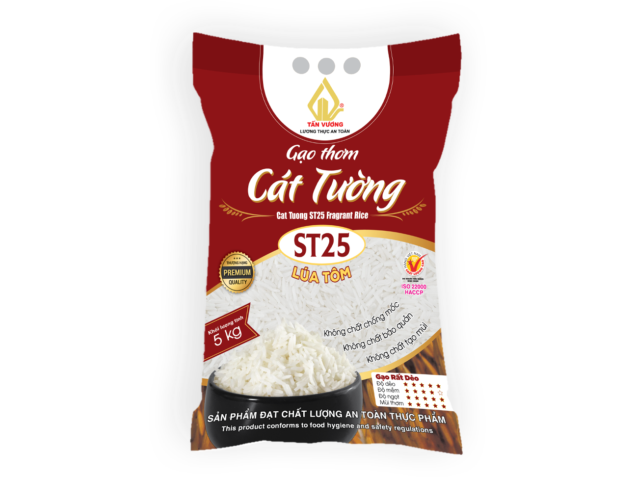  GẠO THƠM CÁT TƯỜNG ST25 LÚA TÔM 5KG 