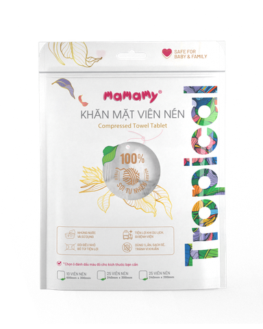  KHĂN MẶT VIÊN NÉN MAMAMY TROPICAL 25 VIÊN 240X200MM 