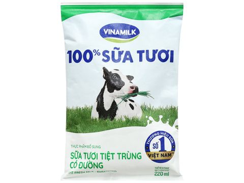  SỮA TƯƠI TIỆT TRÙNG CÓ ĐƯỜNG VNM 100% SỮA TƯƠI F220ML 