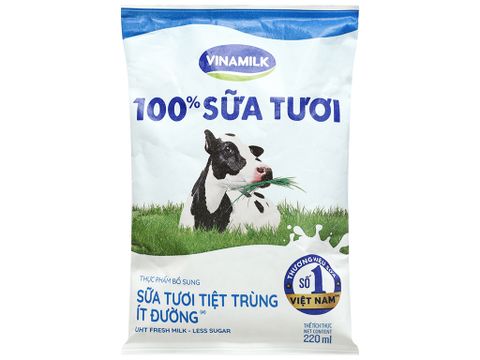  SỮA TƯƠI TIỆT TRÙNG ÍT ĐƯỜNG VINAMILK 100% SỮA TƯƠI F220ML 