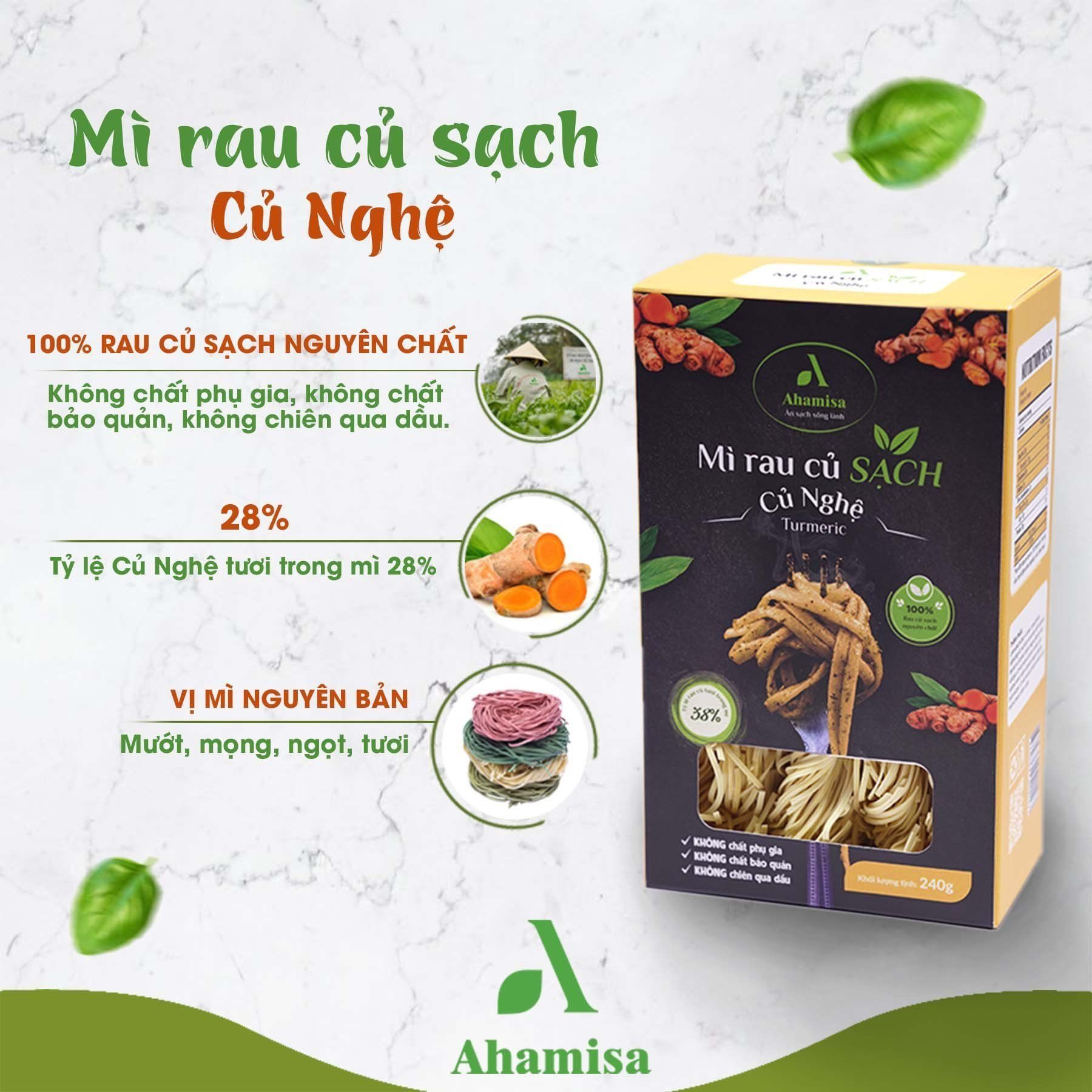  Mì Rau Củ Sạch Củ Nghệ Ahamisa 240gr 