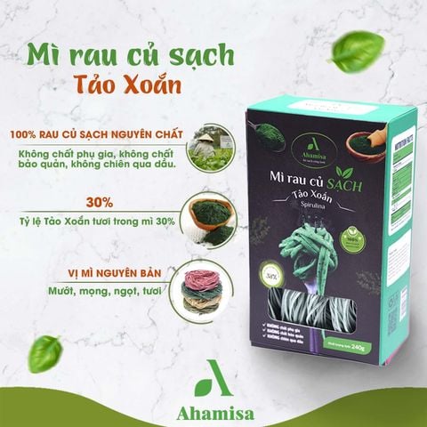  Mì Rau Củ Sạch Tảo Xoắn Ahamisa 240gr 