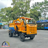Máy trộn bê tông tự cấp liệu bồn ngang 18 bao 2 cầu động cơ 4 máy