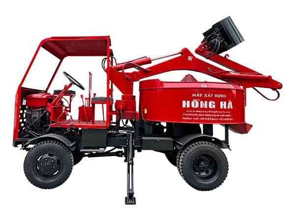 Máy trộn bê tông tự cấp liệu Hồng Hà gầu ghíp