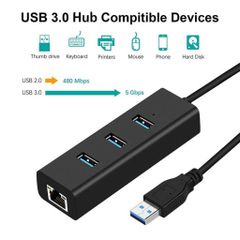 Hub USB 1000Mbps Cổng 3.0 Tốc Độ Cao + Cổng Mạng RJ45 USB Cao Cấp  cho laptop