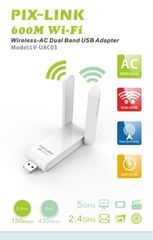 USB WiFi PIX LINK 600Mbps Anten đôi - Thu sóng WiFi 5G hz cho PC máy bàn Laptop, thay thế card WIFI