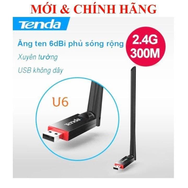 USB WiFi Tenda U6 tốc độ 300Mbps dành cho máy tính bàn và laptop